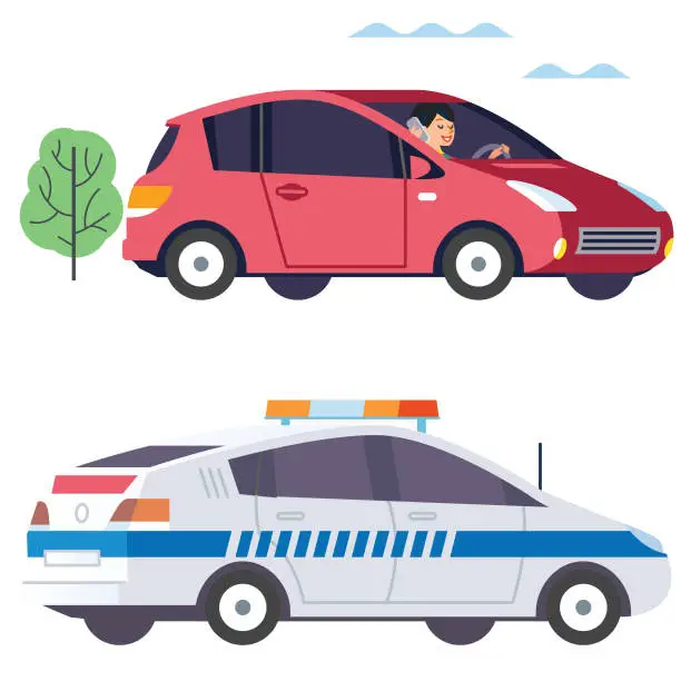 Vector illustration of Driving whilst on phone