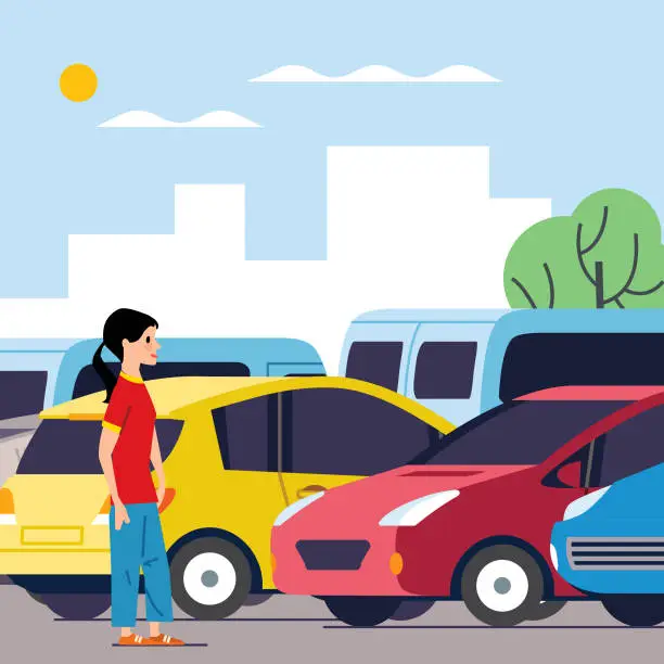 Vector illustration of Looking for a new car