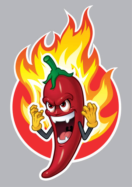 illustrations, cliparts, dessins animés et icônes de personnage de dessin animé chili avec fire_vector illustration eps 10 - chili pepper