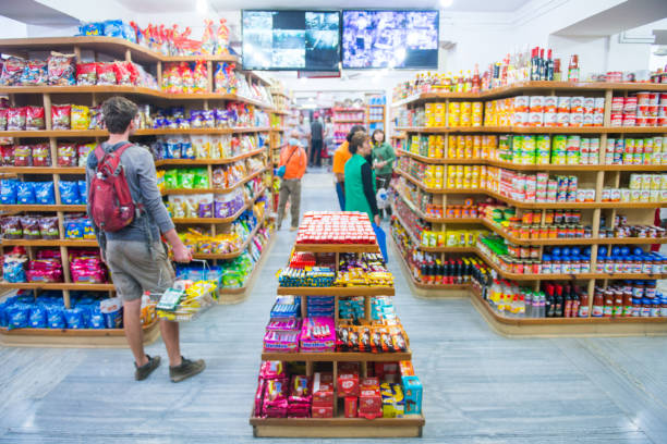 nepal 20 April 2018 - Nepal ::Convenience Store in Thamel Street , Kathmandu thamel stock pictures, royalty-free photos & images