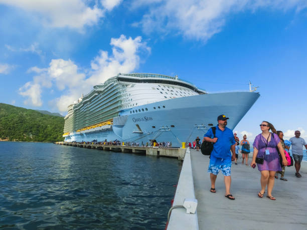 Royal Caribbean, Oasis of the Seas docked in Labadee Labadee, Haiti - May 01, 2018: Royal Caribbean, Oasis of the Seas docked in Labadee, Haiti on May 1 2018. The second largest passenger ship ever constructed behind sister ship Allure of the Seas. citadel haiti photos stock pictures, royalty-free photos & images