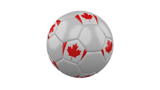 istock Soccer ball with flag of Canada colors, 3d rendering 1007041020