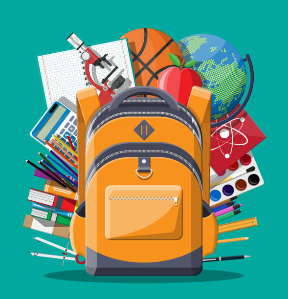 Vector Set Sketch Backpack School Supplies Stock Vector (Royalty Free)  1422515426