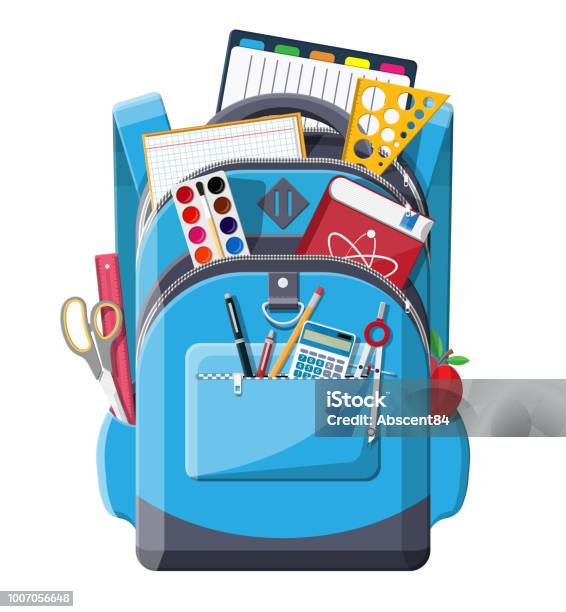 Back To School Cartoon Stickers Set Stock Illustration - Download Image Now  - Abacus, Back to School, Backpack - iStock