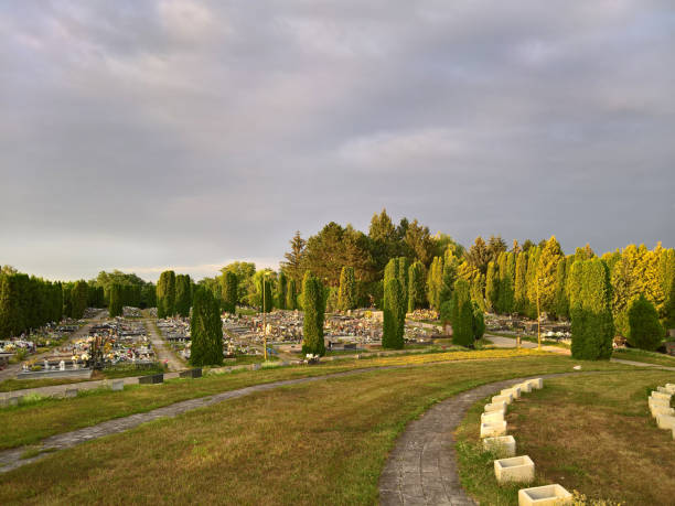 istock Christian cemetery with graves and spaces for cremation 1007063292