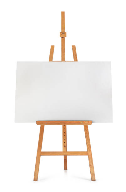 Front View Of Blank Art Board And Wooden Easel Isolated On White Background  Stock Photo - Download Image Now - iStock