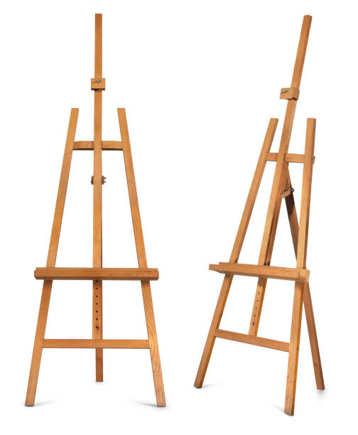 istock Wooden display easel front and side view isolated on a white background. 1007072836