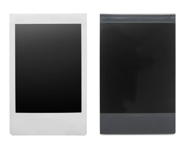 Instant photo frame front and back isolated on white background.