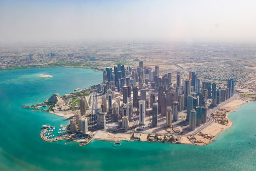 Doha, the capital of Qatar, seen from the air