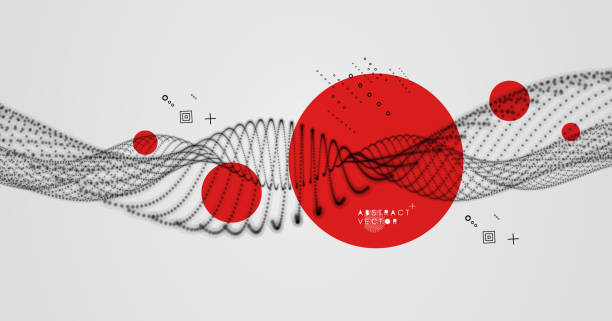 ilustrações, clipart, desenhos animados e ícones de onda com pontos conectados. estrutura de conexão. ilustração do vetor de wireframe. - abstract dna backgrounds education