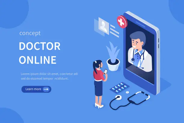 Vector illustration of doctor online