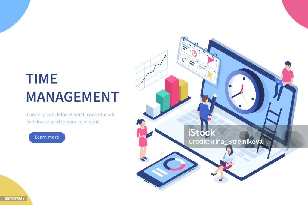 Gestión de tiempo - arte vectorial de Proyección isométrica libre de derechos
