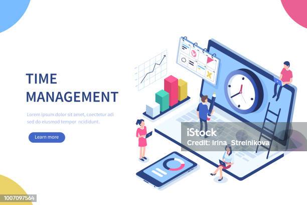 Ilustración de Gestión De Tiempo y más Vectores Libres de Derechos de Proyección isométrica - Proyección isométrica, Tiempo, Tridimensional