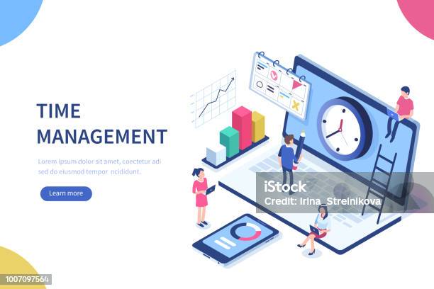 Time Management Stock Illustration - Download Image Now - Isometric Projection, Time, Three Dimensional
