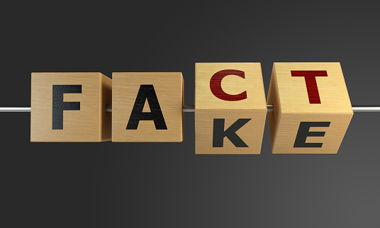Fake changing to fact with wooden cubes. ( 3d render )