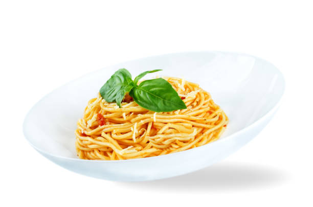istock Flying Pasta with Marinara sauce and fresh Basil 1007098682