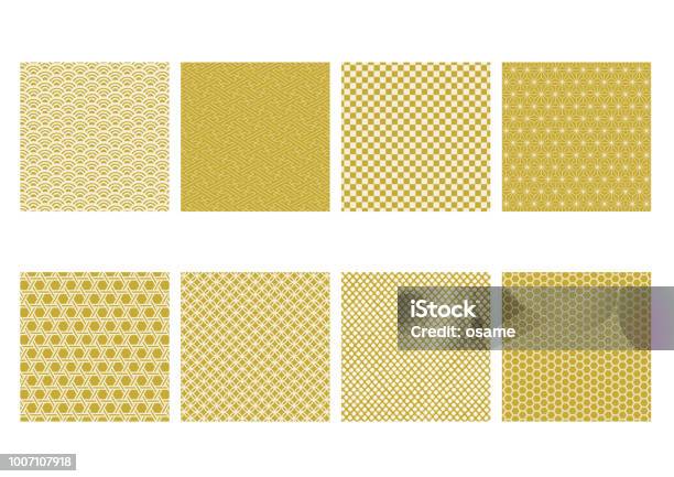 Japanese Traditional Pattern Set Stock Illustration - Download Image Now - Pattern, Japanese Culture, New Year