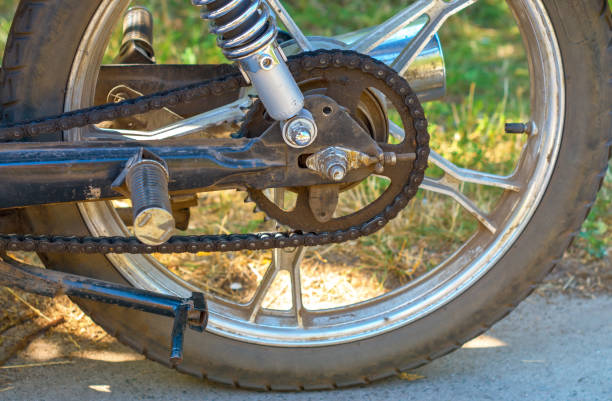 istock rear wheel of motorcycle 1007108466