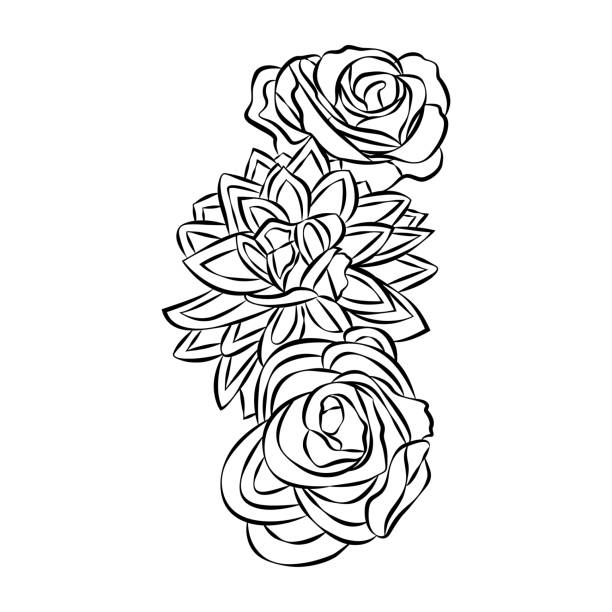 Three Rose Tattoo Outline