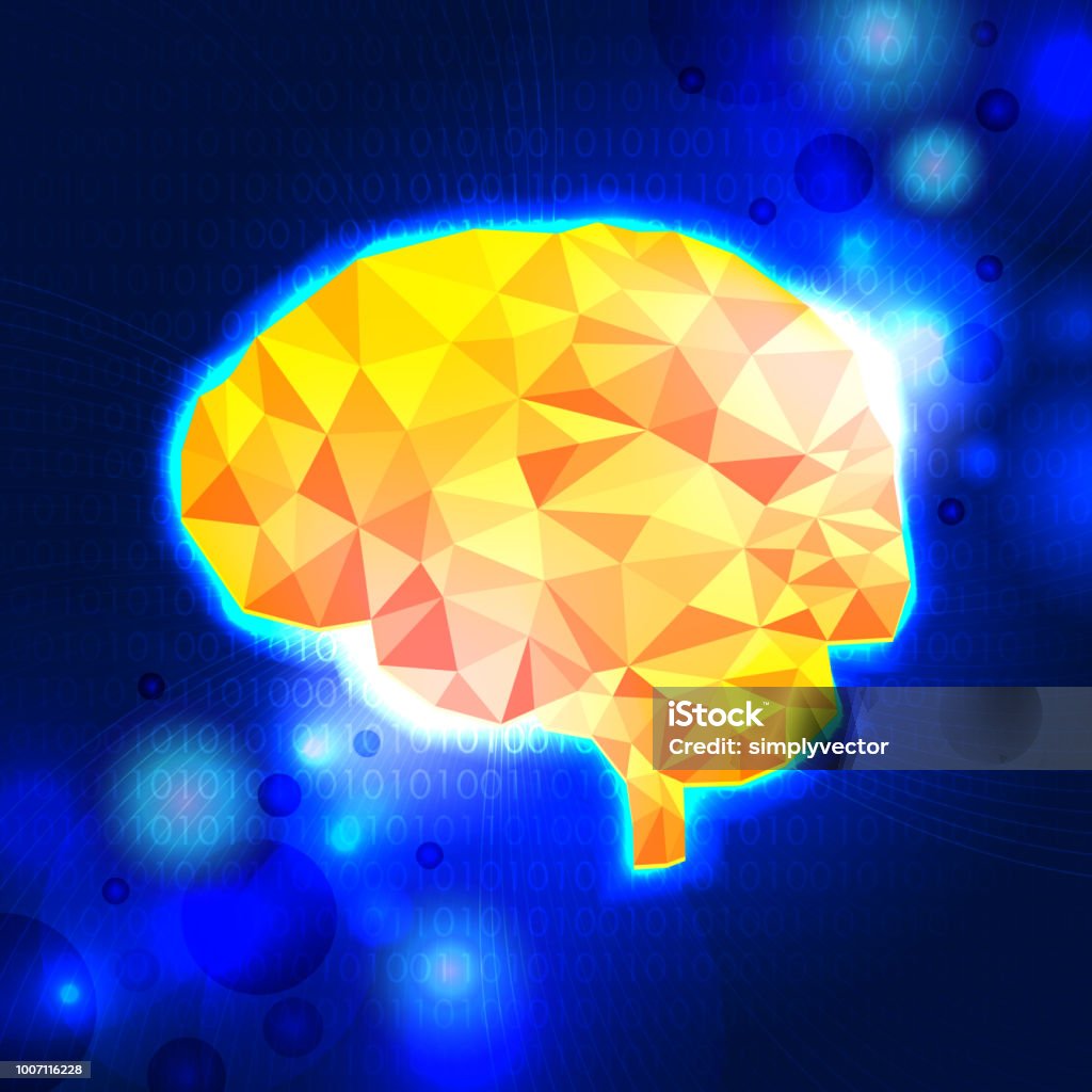 Brain Abstract Geometry Human Brain Polygonal Technology Concept Abstract Geometric Brain With ...