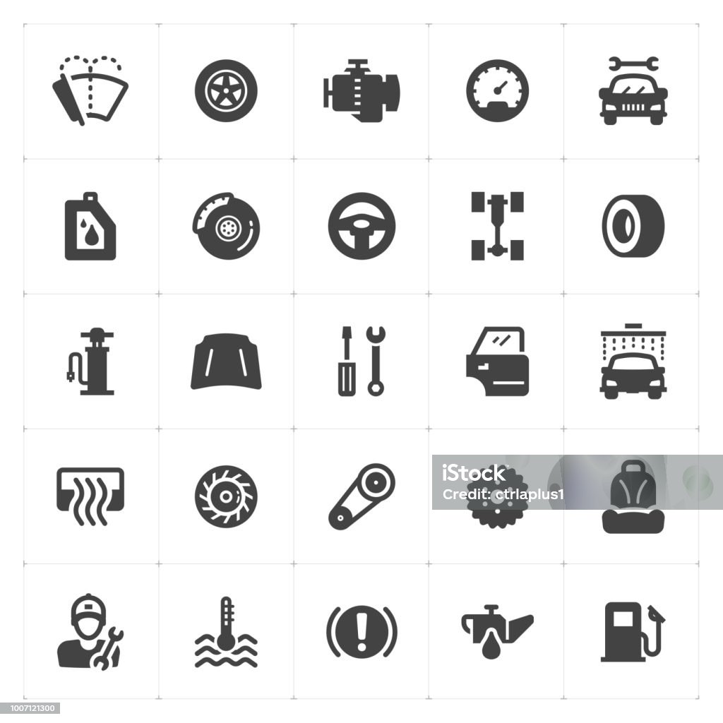 Icon set - garage and auto filled icon style vector illustration on white background Car stock vector