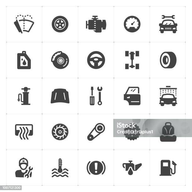 Icon Set Garage And Auto Filled Icon Style Vector Illustration On White Background Stock Illustration - Download Image Now