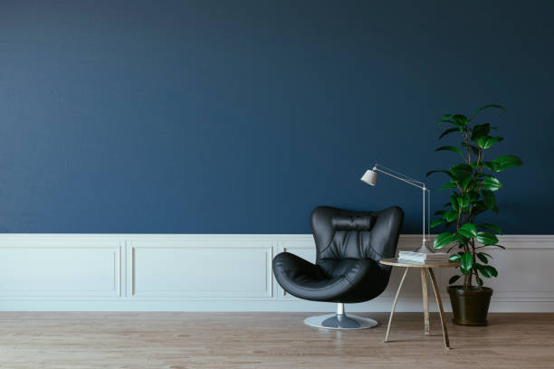 istock 3d beautiful interior render with leather arm chair and lamp 1007145240