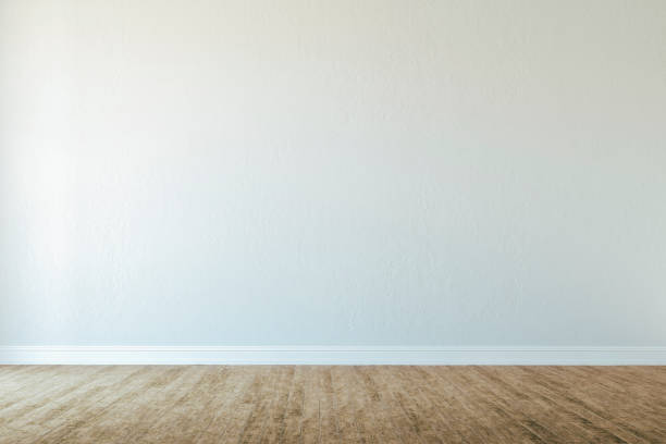 istock 3d interior with blank wall and wooden floor, render 1007147932