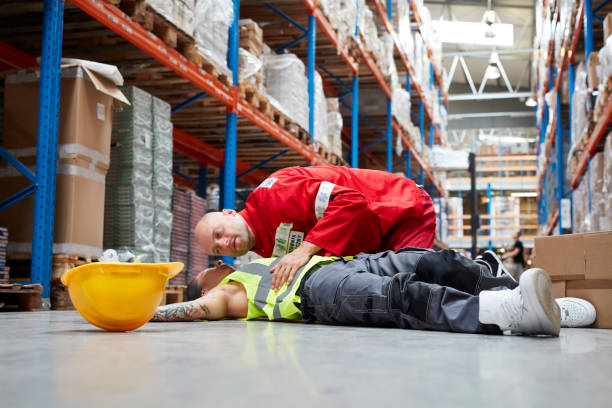 istock Dangerous accident during work. Paramedic gives first aid 1007165404