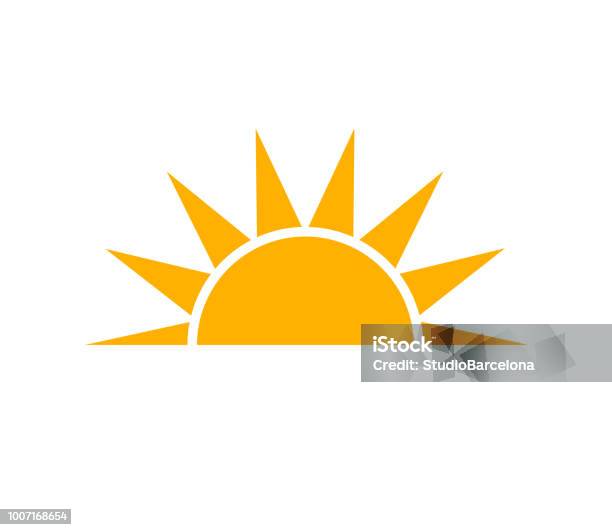 Vetores de Ícone Do Sol Pôr Do Sol Laranja e mais imagens de Sol - Sol, Luz solar, Logotipo
