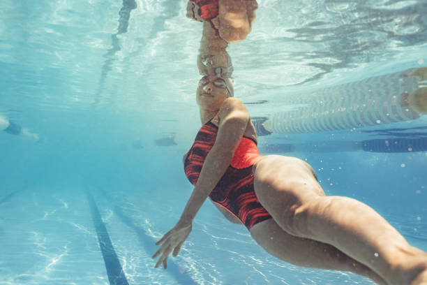 istock Female swimmer in action inside pool 1007171500