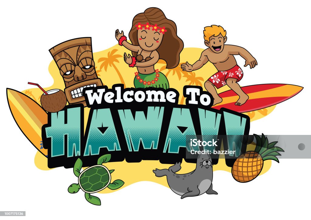 Ilustración de Bienvenido A Estilo De Dibujos Animados De Hawaii y más Vectores Libres de Derechos de Adulación - Adulación, Agua, Alegre - iStock Ilustración de Bienvenido A Estilo De Dibujos Animados De Hawaii y más Vectores Libres de Derechos de Adulación - Adulación, Agua, Alegre - iStock