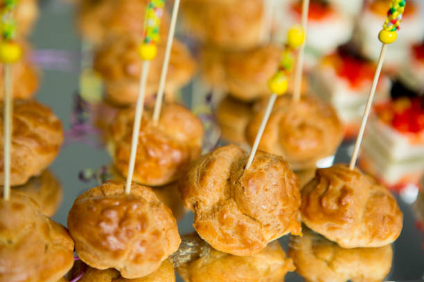 istock Catering Food Wedding Event Table. Buffet line in Wedding. Delicious appetizer close-up. 1007175282