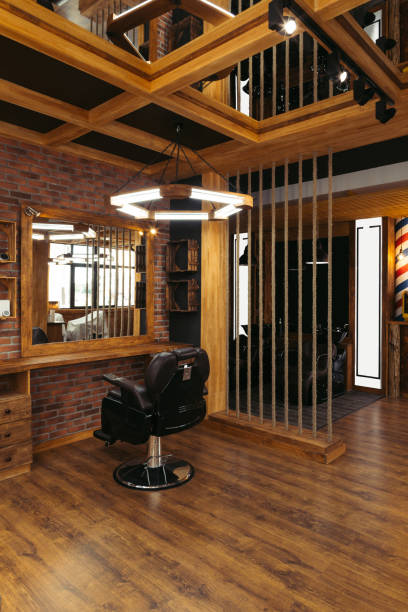 istock modern interior in empty stylish professional barbershop 1007175462
