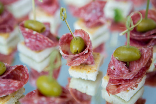 istock Catering Food Wedding Event Table. Buffet line in Wedding. Delicious appetizer close-up. 1007175722