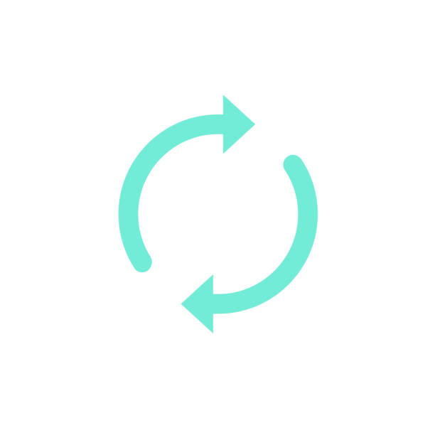 Synchronization or update icon vector, round arrows as synchronize or rotation symbol, sync pictogram isolated on white background clipart Synchronization or update icon vector, round arrows as synchronize or rotation symbol, sync pictogram isolated on white background synchronize stock illustrations