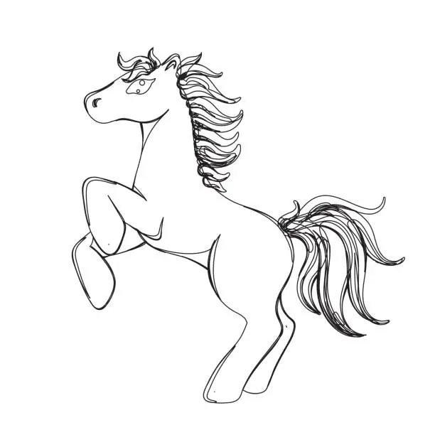 Vector illustration of horse in continious line style