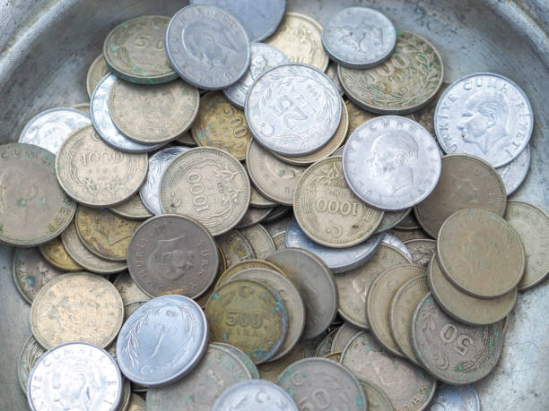 istock old turkish coins in the metal plate 1007194080