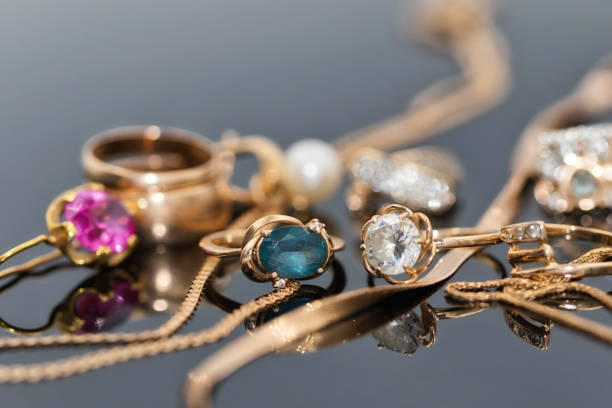 istock Gold and silver ornaments in different shapes 1007194138