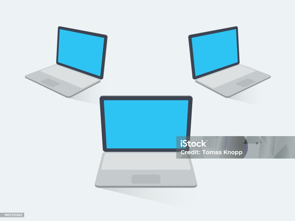 3D flat laptops with blank screens and transparent shadows 3D flat laptops with blank screens and transparent shadows, isolated on light background. Easy to use for your website or presentation. Laptop stock vector