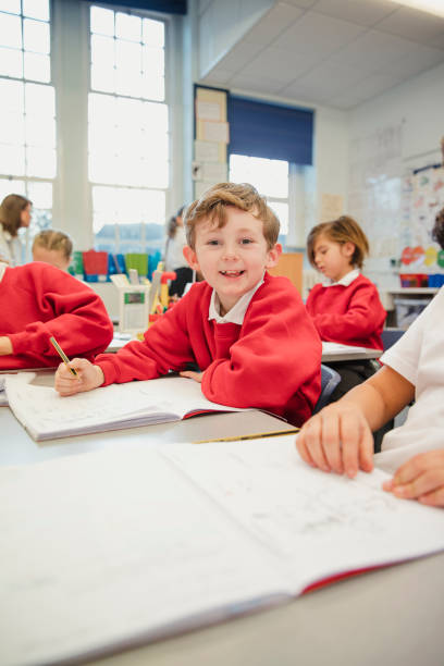 istock Schoolboy Smiling at the Camera whilst Working 1007215660