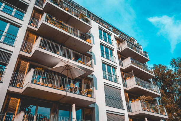 istock modern apartments from exterior view with steel balcony 1007229848