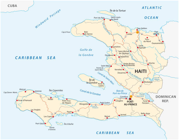 ilustrações de stock, clip art, desenhos animados e ícones de republic of haiti road map - haiti