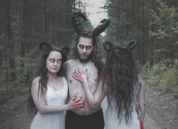 istock Terrible demons ghost with horns in forest 1007234984
