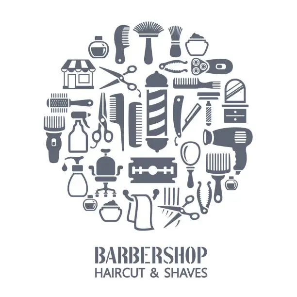 Vector illustration of Barber shop collage