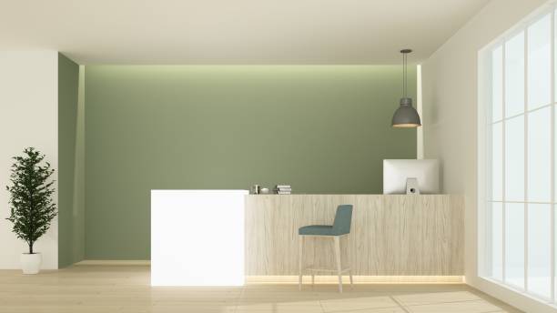 istock Reception counter interior 3D rendering in hotel - minimal style 1007239766
