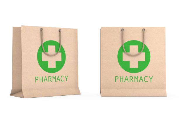 istock Medicine Paper Recycled Bag with Pharmacy Sign. 3d Rendering 1007251052
