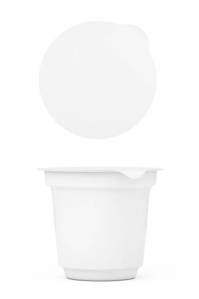 Blank White Packaging Containers for Yogurt, Ice Cream or Dessert. 3d Rendering