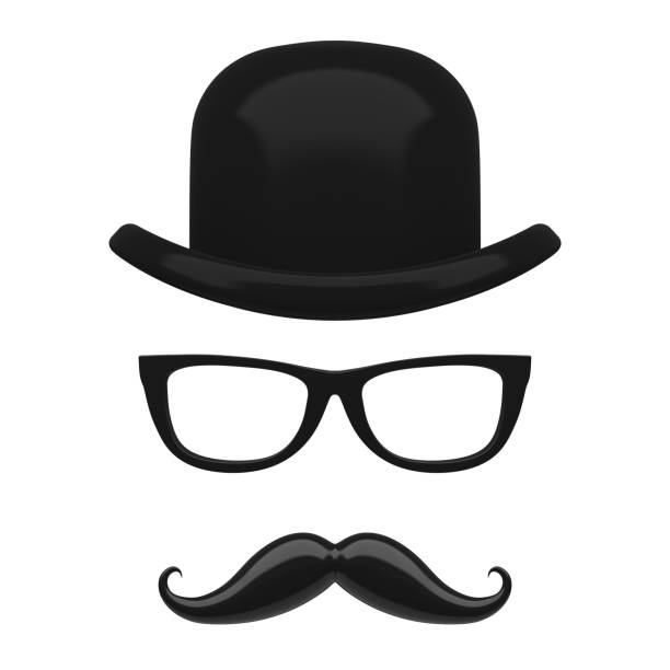 istock Retro Italy Bowler,Mustaches and Glasses Icon. 3d Rendering 1007251378