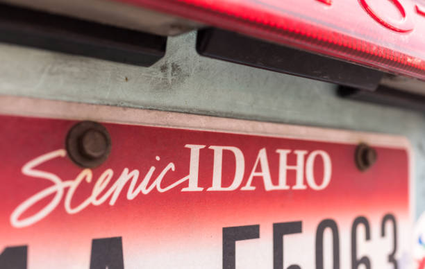 Moab, Utah - Close-up of the slogan at the top of a car's license plate from the US State Idaho.
